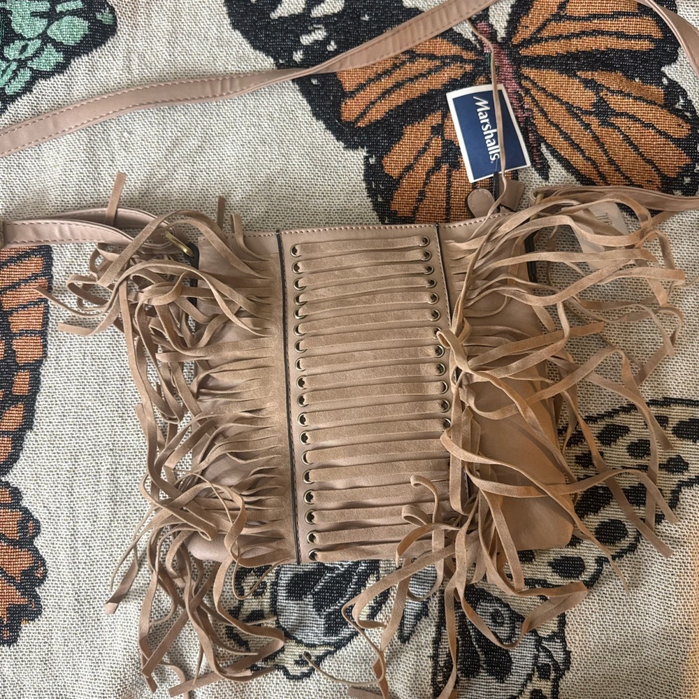 Olivia Miller Tan Fringe Crossbody Bag